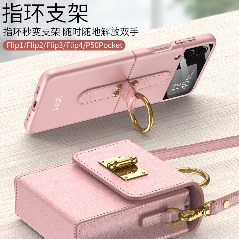 Suitable for Folding Mobile Phone Crossbody Bag Samsung Mini Bag Protective Case ins Women's Chanel Style Chain Bag Leather Case - Image 4